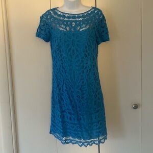Lilly Pulitzer Cotton lace overlay short sleeve mini dress in size S